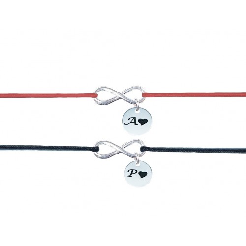 Set bratari personalizate cu infinit si banut argint 9MM