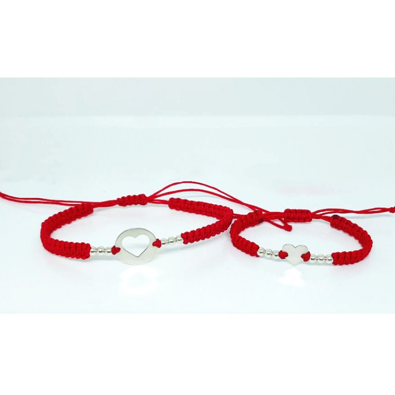 Set bratari personalizate inimioare din argint pentru Mami si Bebe