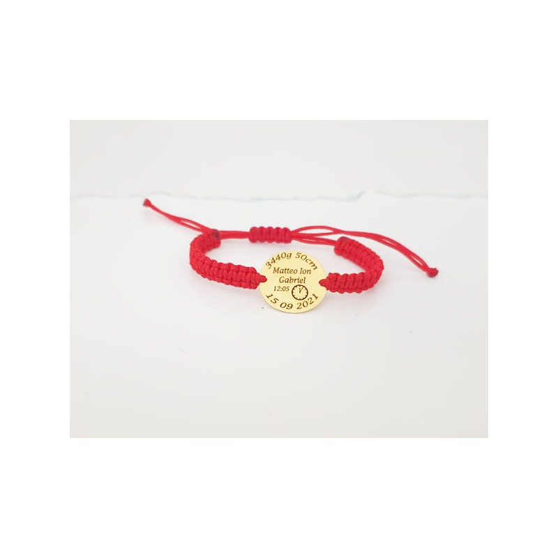 Bratara cu banut de Aur de 16mm pentru bebe