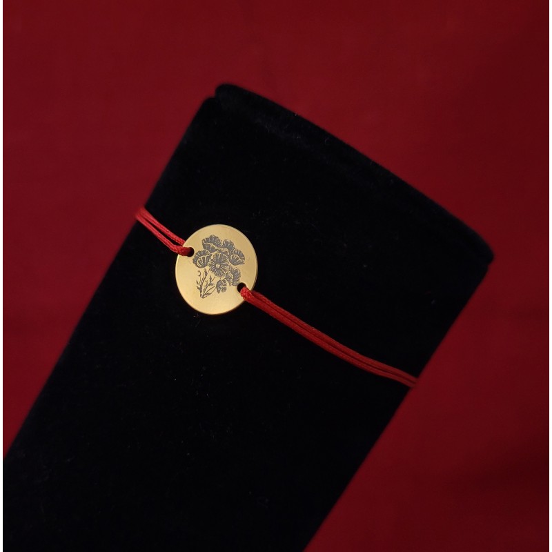 Bratara cu banut de argint placat cu aur- Mac