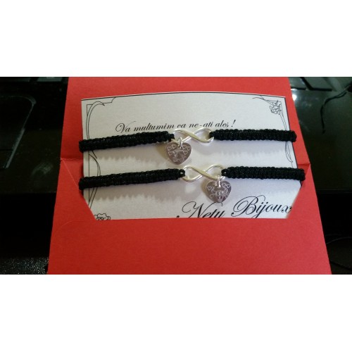Set bratari personalizate cu infinit si inimioara argint 