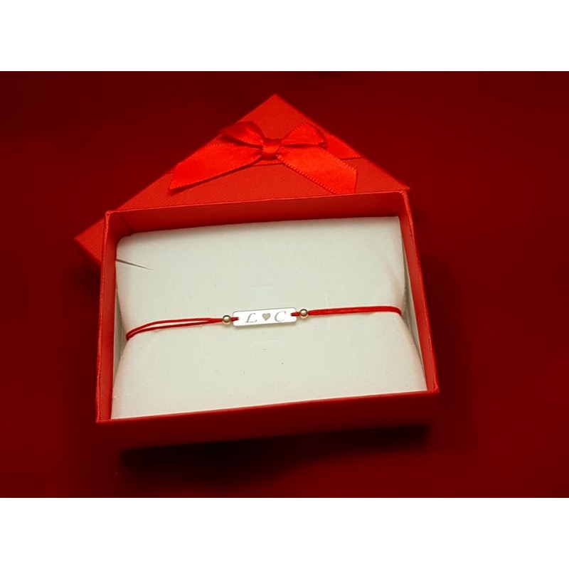 Bratara personalizata cu placuta si margelute de argint